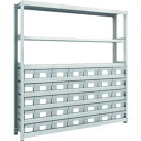 TRUSCO スチール製軽中量ボルトレス棚 M2-6638-E5F30 M2型 樹脂ネオグレー引出付 W1760×D300×H1800 小×5・大×30