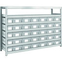 TRUSCO スチール製軽中量ボルトレス棚 M2-4647-E5F30 M2型 樹脂ネオグレー引出付 W1760×D450×H1200 小×5・大×30