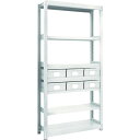 TRUSCO スチール製軽中量ボルトレス棚 M2-6337-B6 M2型 スチール引出付 W860×D300×H1800 大×6