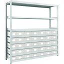 TRUSCO スチール製軽中量ボルトレス棚 M2-6648-A5B30 M2型 スチール引出付 W1760×D450×H1800 小×5・大×30