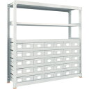 TRUSCO スチール製中量ボルトレス棚 M3-6658-A5B30 M3型 スチール引出付 W1800×D471×H1800 小×5・大×30