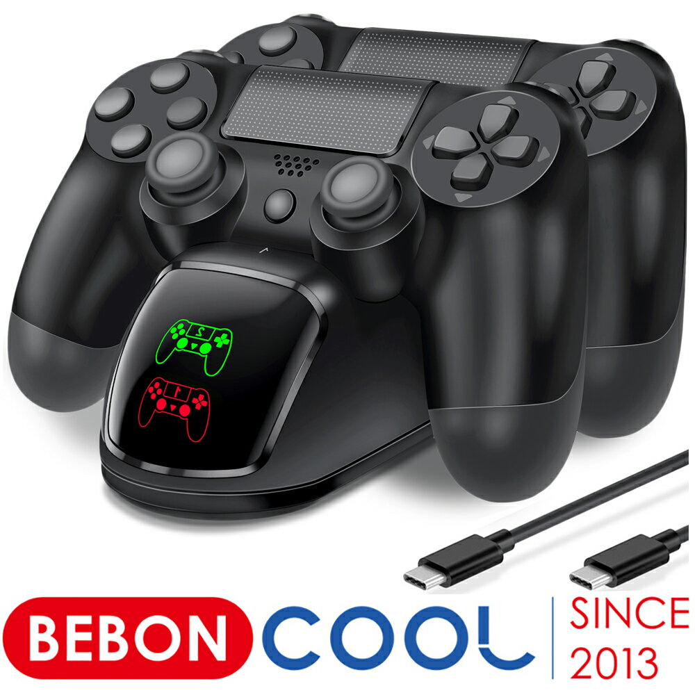 PlayStation4 ゲームグッズ BEBONCOOL PS4 コントローラー 充電スタンド ps4 コントローラー 充電器 プレイステーション4 充電 スタンド ps4コントローラー充電器 周辺機器 2台同時充電可能 収納 充電台 1年保証