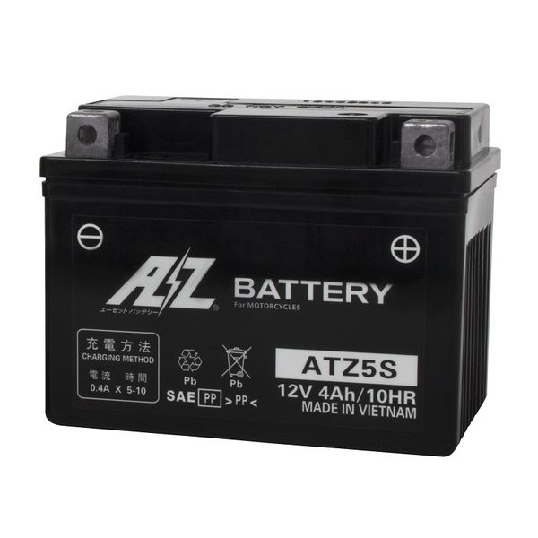 ■キャストオンストラップシステムを搭載し、振動に強く、品質の安定したバッテリー■ISO9001、ISO14001（国際品質保証）取得済み工場で生産●品番：ATZ5S●電圧： 12●Ah(10)：3.5●サイズ(mm)115 × 72 × 88■傾斜搭載でのバッテリー取付は不可となります