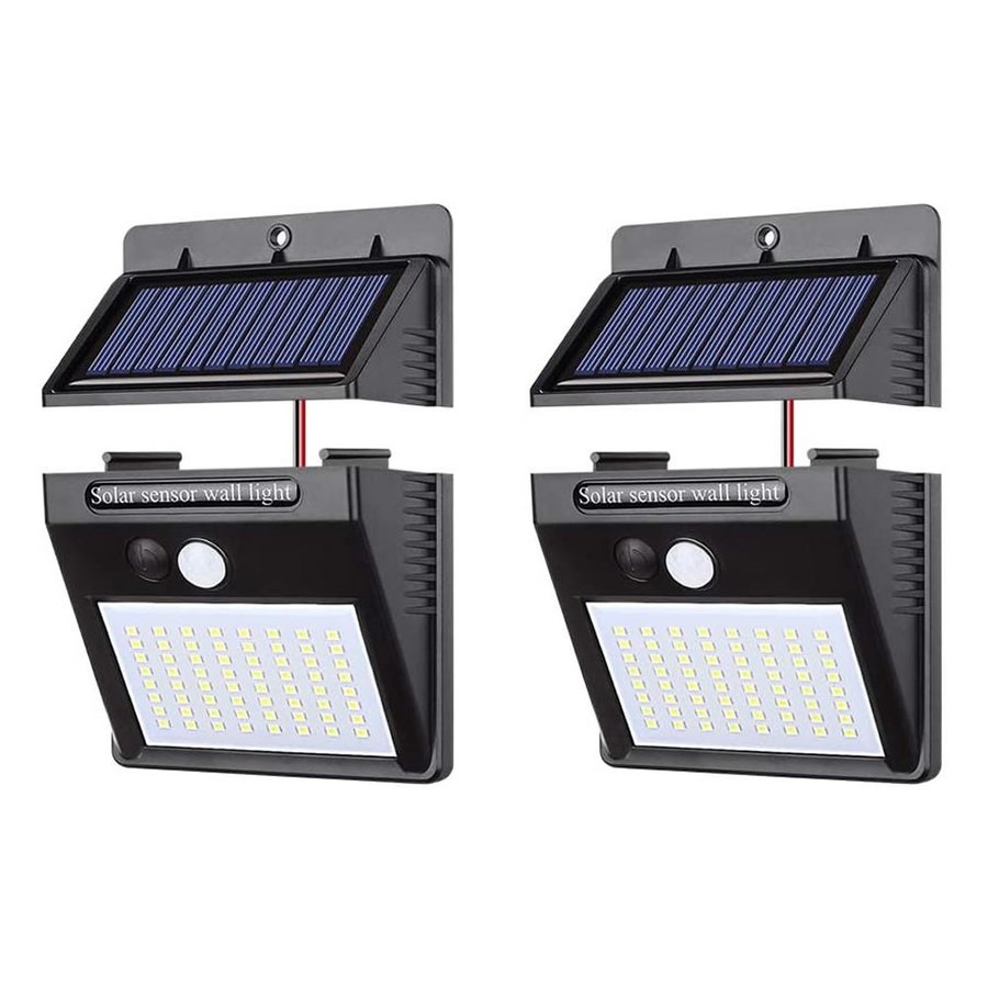 ソーラーライト 2個セット パネル分離型 64LED センサーライト 屋外 駐車場 防犯 防水 玄関 庭 屋外 te..