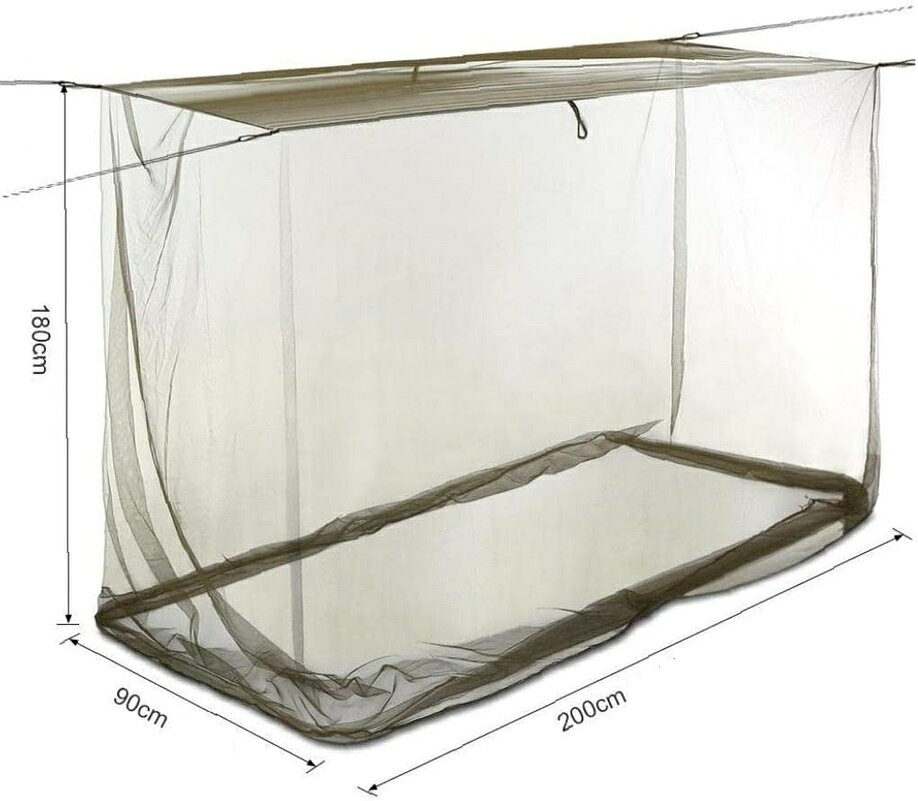 夏夜の安眠に アウトドアに 虫除け蚊帳 四角 吊り下げ タイプ 200×90×180cm 蚊帳 ...