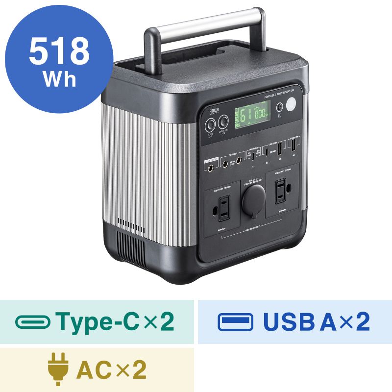 ポータブル電源（518Wh）BTL-RDC34 最大AC600Wの出力に対応し5種類の給電ポートを搭載 コンパクト キャンプ アウトドア 車中泊 災害 避難 防災 地震 停電 seven-eight-10005568 SEVEN-EIGHT楽天市場店 サンプル画像2