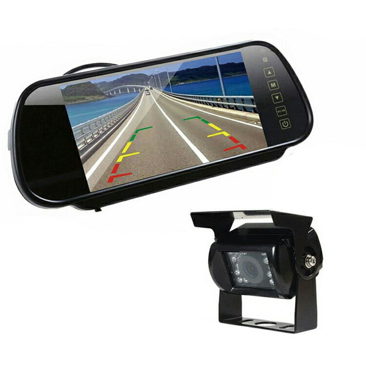 【送料無料・一部地域除く】7インチミラー型モニター+ バックカメラ12V/24V兼用 バックカメラセット+一体型20Mケーブル ◇ORG-RM70SETPRO