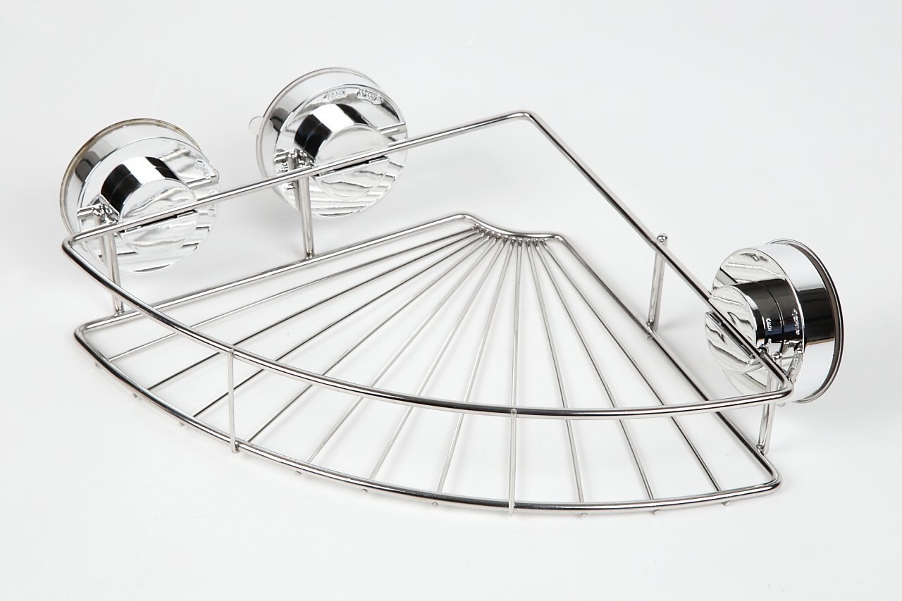 吸盤 強力　吸盤式　コーナーラック　コーナー にピッタリ 風呂 ラック トライアングルラック 三角 浴室用品 お風呂用品 バスルーム 棚　DAR-CORACK【送料無料・一部地域除く】シャンプー収納