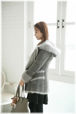 リアルムートン コート ファー 毛皮 ライダース ジャケット mouton coat 091043 410207312◆スペイン産 フーディー デザイン ムートン コート ライダースジャケット / ムートン ファー コート ムートンコート ファーコート フード フード付 レディース 女性用 大きいサイズ4