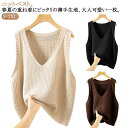 ニット ベスト レディース 春夏 ジレ 透かし編み プルオーバー 大きいサイズ ゆったり Vネック ニットベスト サマーニット おしゃれ チョッキ 重ね着 レイヤード ノースリーブ トップス ミドル丈 夏ベスト 冷房対策 無地 シンプル 体型カバー カジュアル 大人可愛い 送料無料