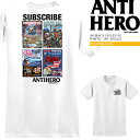アンタイヒーロー Tシャツ ANTIHERO BACK ISSUES SS TEE 36061 White 半袖T バックプリント スケート スケーター 白 ホワイト 雑誌 モチーフ SB スケートボード メンズ 男性