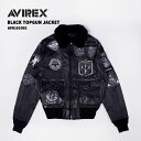 レビューでクーポン★アヴィレックス ブラックトップガンジャケット フライトジャケット AVIREX BLACK TOPGUN JACKET AVH191O02 Black ブラック 黒 ラムスキン ラムレザー 羊皮 襟付き シングル ボマージャケット バイク ライダース メンズ 男性