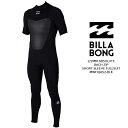 [ラスト1点/Lサイズのみ]ビラボン ウェットスーツ BILLABONG 2/2MM ABSOLUTE BACH ZIP SHORT SLEEVE FULLSUIT MWFUJAS2-BLK Black フルスーツ 半袖 無地 ロゴ スーツ サーフ サーフィン 水着 メンズ 男性用