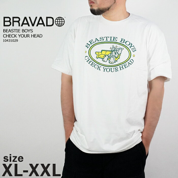 ブラバド Tシャツ BRAVAD BEASTIE BOYS CHECK YOUR HEAD 10431029 White ビースティ ボーイズ チェック ユア ヘッド オフィシャル ライセンス ヒップホップ パンク ラップ バンT プリント 半袖 メンズ 男性 大きいサイズ XXL 2XL