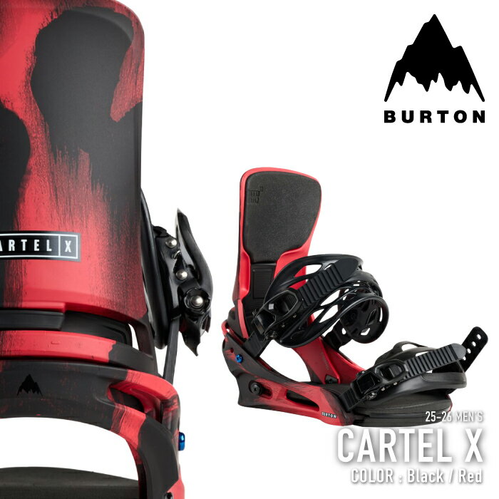 レビューでクーポン★[日本正規品] スノーボード ビンディング バートン BURTON MEN'S CARTEL X Black Red カーテル エックス バインディング メンズ 25-26