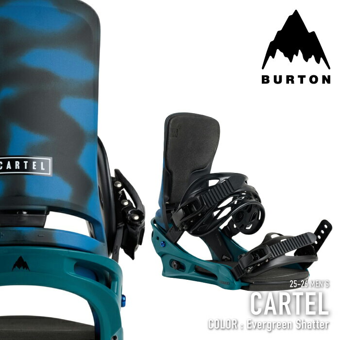 レビューでクーポン★[日本正規品] スノーボード ビンディング バートン BURTON MEN'S CARTEL Evergreen Shatter カーテル バインディング メンズ 25-26