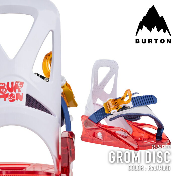 レビューでクーポン★[日本正規品] スノーボード ビンディング バートン BURTON KIDS' GROM DISC Red Multi グロム ディスク バインディング キッズ ユース こども 25-26
