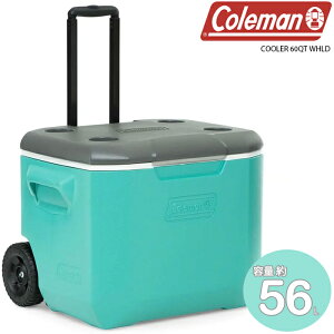 コールマン キャスター付きクーラーボックス COLEMAN COOLER 60QT WHLD 3000005940 中型 キャンプ アウトドア BBQ 釣り 部活 スポーツ ファミリーサイズ デュオキャン タイヤ付き