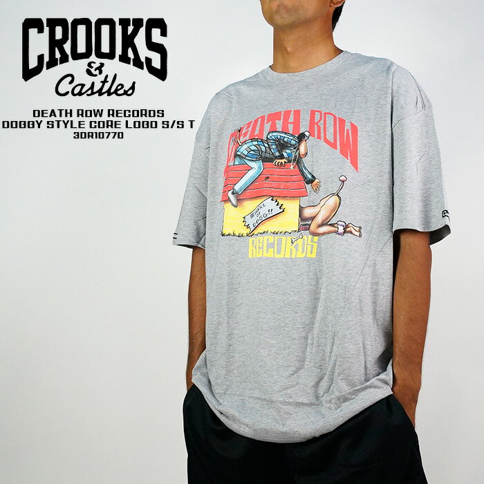 クルックス アンド キャッスルズ Tシャツ CROOKS & CASTLES DEATH ROW RECORDS DOGGY STYLE CORE LOGO S/S TEE 3DR10770 グレー デスロウ スヌープ SNOOP DOGG ドギースタイル HIPHOP チカーノ 大きいサイズ XXL 2XL コラボレーション ヒップホップ 半袖 メンズ 男性