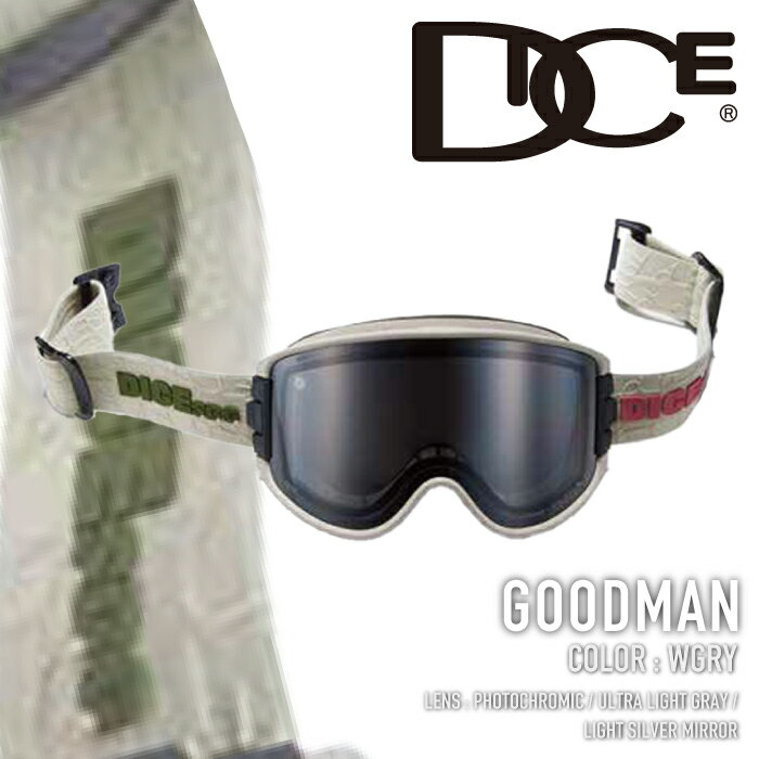 レビューでクーポン★[日本正規品] スノーボード スキー ゴーグル ダイス DICE GOODMAN W Gry グッドマン 調光レンズ メンズ レディース 25-26