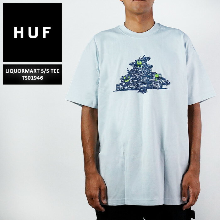 ハフ Tシャツ HUF JUNKYARD S/S TEE TS01951 Sky スカイ 水色 大きいサイズ 2XL XXL スケート SB スケートボード メンズ 男性 スケーター ストリート SK8 ブランド