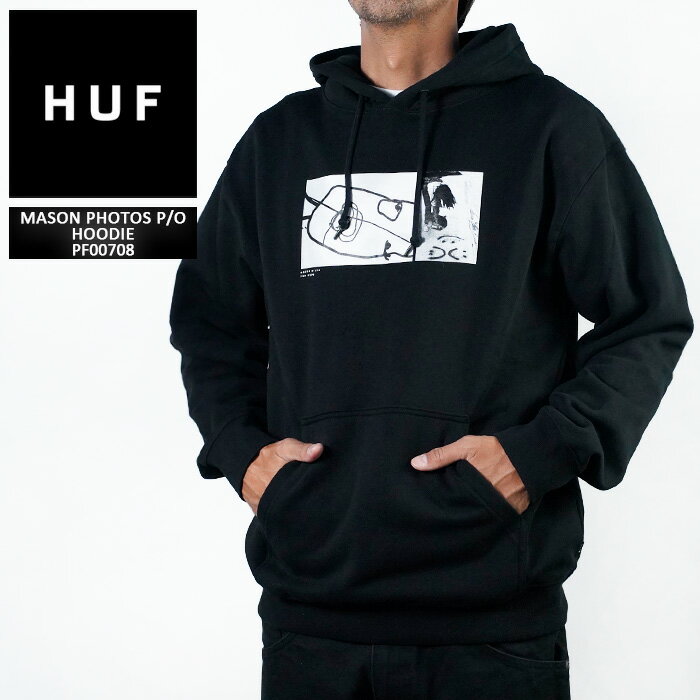 レビューでクーポン★ハフ パーカー HUF MASON PHOTOS P/O HOODIE PF00708 メイソン・シルバ フォト プルオーバー フーディー スウェット ブラック 黒 ハフ スケート SB スケートボード メンズ 男性(4)