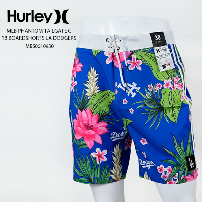 ハーレー 海パン ロサンゼルス ドジャース サーフパンツ HURLEY MLB PHANTOM TAILGATE C 18 BOARDSHORTS LA DODGERS MBS0010950 Blue ブルー 青 ファントム 18インチ丈 ストレッチ 短パン サーフ サーフィン 水着 メンズ 男性用 春夏