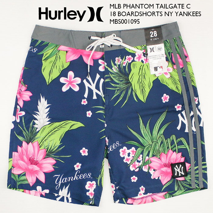 ハーレー 海パン ニューヨーク ヤンキース サーフパンツ HURLEY MLB PHANTOM TAILGATE C 18 BOARDSHORTS NEW YORK YANKEES MBS0010950 Blue ブルー 青 ファントム 18インチ丈 ストレッチ 短パン サーフ サーフィン 水着 メンズ 男性用 春夏