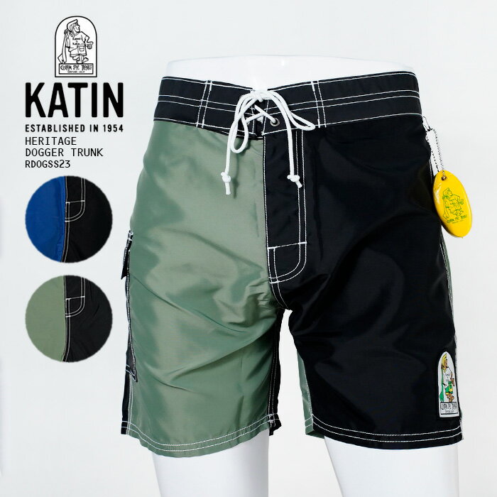 レビューでクーポン★ケイティン 海パン サーフパンツ KATIN HERITAGE DOGGER TRUNK TRDOGSS23 Black Olive Black Bay Blue ブラック 黒 オリーブ ブルー 青 ドガー ドッガー バイカラー ボードショーツ サーフ サーフィン 水着 メンズ 男性用 春夏