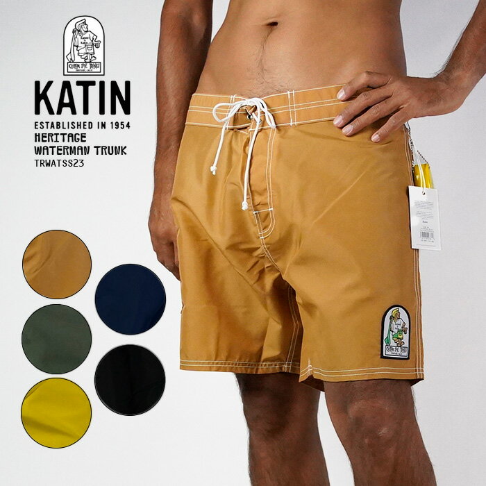 レビューでクーポン★ケイティン 海パン サーフパンツ KATIN HERITAGE WATERMAN TRUNK TRWATSS23 Olive Navy Overcast Black オリーブ ネイビー オーバーキャスト ブラック 黒 ボードショーツ サーフ サーフィン 水着 メンズ 男性用 春夏