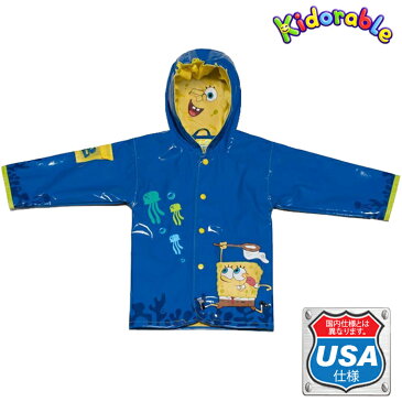 祝★開店 キドラブル レインコート カッパ KIDORABLE SPONGEBOB SQUAREPANTS RAIN COAT 雨合羽 スポンジボブ 子供 キッズ 幼稚園 保育園 登園 3歳まで 梅雨 雨対策 男の子 女の子[ZRC]