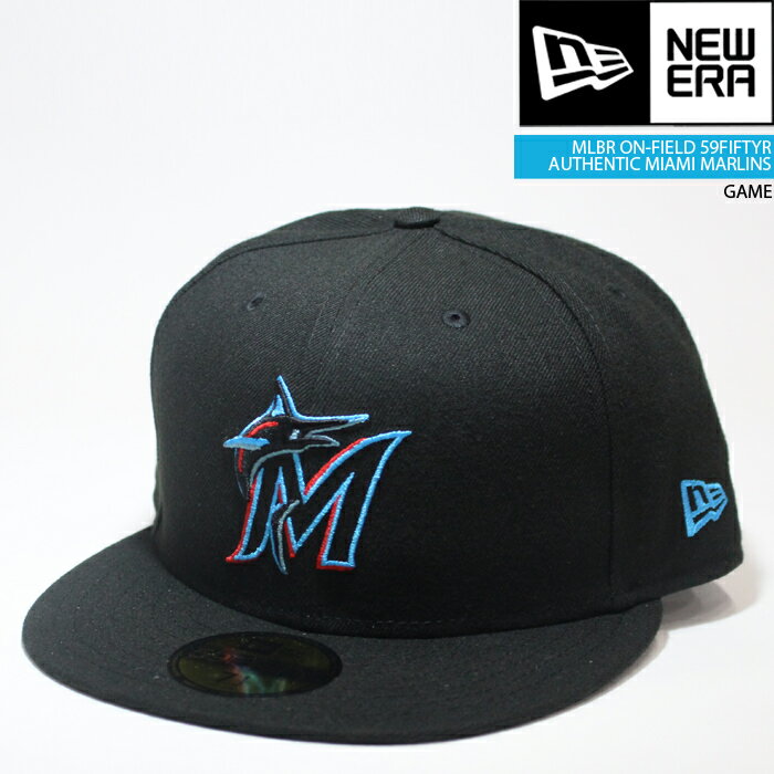 ニューエラ 帽子 キャップ NEWERA ON-FIELD 59FIFTY Miami MARLINS GAME Black オーセンティック マイアミ マーリンズ MLB メジャーリーグ ベースボール 野球