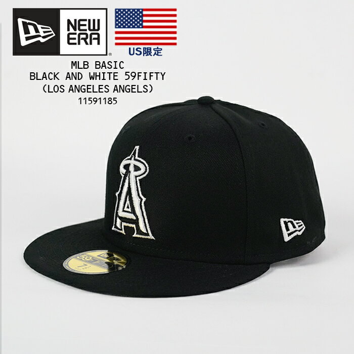 ニューエラ 帽子 キャップ NEWERA MLB BASIC BLACK AND WHITE 59FIFTY FITTED LOS ANGELES ANGELS 11591185 Black White ブラック ホワイト 黒白 ロサンゼルス エンジェルス 大谷翔平 MLB メジャーリーグ ベースボール 野球