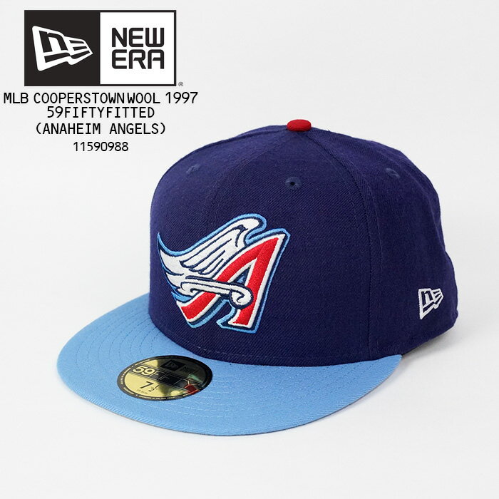 ニューエラ 帽子 キャップ NEWERA MLB COOPERSTOWN WOOL 1997 59FIFTYFITTED ANAHEIM ANGELS 11590988 Navy Lt Blue ネイビー ライトブルー ウール素材 クーパーズタウン アナハイム エンゼルス MLB メジャーリーグ ベースボール 野球