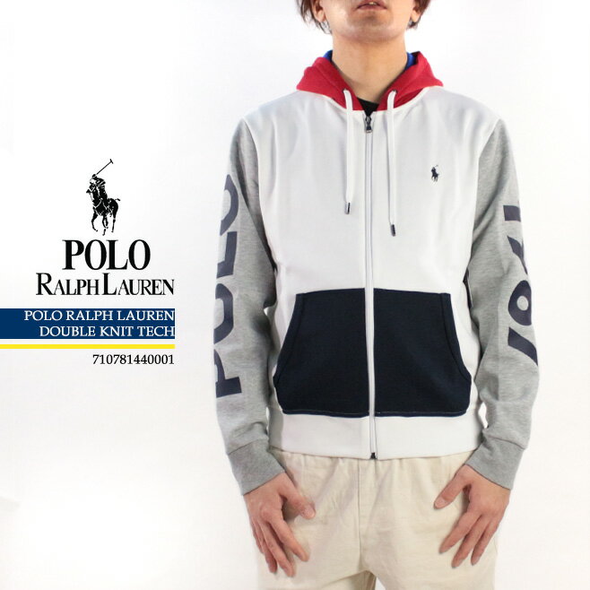 残りわずか/Mサイズのみ ポロ ラルフローレン プルオーバー パーカー POLO RALPH LAUREN DOUBLE KNIT TECH 710781440001 White Multi ロゴ ダブルニット フーディ 秋冬 メンズ 男性