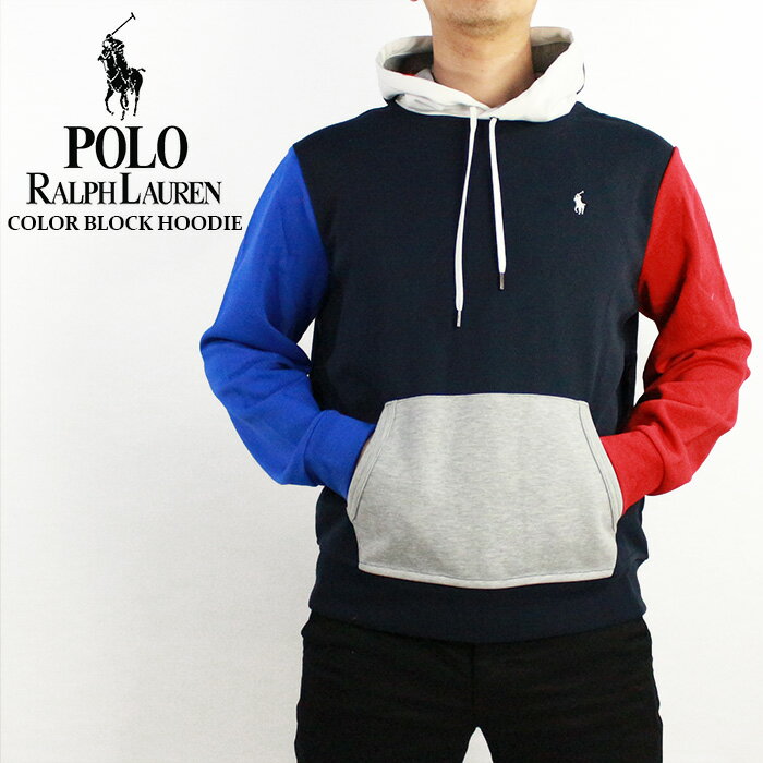 ポロ ラルフローレン プルオーバー パーカー POLO RALPH LAUREN DOUBLE KNIT TECH 710781439001 Aviater Navy Multi カラーブロックド ロゴ フーディ 秋冬 メンズ 男性