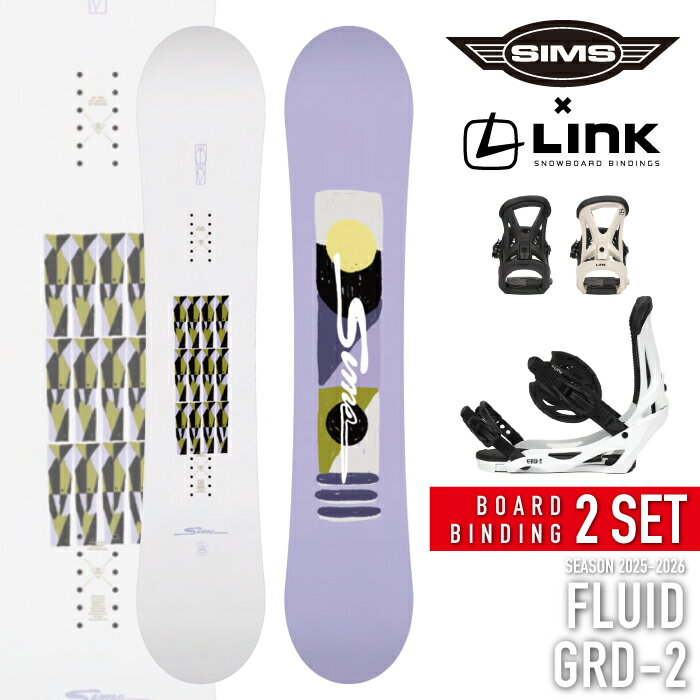 【25-26 SIMS FLUID】 遊び心が満載 FLUIDは、キャンバーとロッカーを融合させたデュアルツインチップ構造を採用し、ルーズさと攻めのライディングを両立させたボードだ。扱いやすさとしっかりとしたレスポンスを兼ね備えたデザインは、操作性を重視するライダーにびったり。自由な動きと確かな安定感で、どんなスタイルでも自分らしく攻めることができる1本だ Key Feature SIMS M-Pop Camber: 両足の間にコンタクトポイントを設け、エッジの引っかかりを削減するとともにコントロール性を高めてくれる Dual Twin Tip Shape: フリースタイルな動きとスイッチライディングをサポート Rocker-Camber Harmony: サーフィンのようなルーズさと、どんな地形でも安心して滑れる力強さをミックス Snake Bite Tech: アイスバーンや様々なライディングコンディションの中でも、かかとサイドとつま先サイドに配置された4つのポイントにより、しっかりとエッジがバイト(噛む)し、安定のボードコントロールを生み出す Bend: "M" Pop Camber Shape: The Dual Twin Tip Wood Core: MOD I Base: Standard Racing Tip Tech: Flexible Thin Tip Fiberglass: Bi-Tex Layer Strings: I Carbon Lite Edge Tech: Snake Bite Tech ※スノーボードは商品の特性上、カラーバリエーションやソールカラーが複数存在する場合がございますが、お客様による選択はできません。カタログ掲載の画像は出来る限り、商品ページにも掲載しておりますので画像をよくご確認下さい。また、ご注文順にランダムでピックアップとなる為、掲載画像と異なる場合があります。 ※稀にエッジに錆が生じているものがありますが、通常2、3回ご使用いただくことで取れるもので、不良対象外となります。どうしても気になる場合は、ラストリムーバー等で擦っていただくことでも取ることが可能です。 【25-26 LINK GRD-2】 ミドルフレックスで構成されているGRD-2。 バインディングに必要不可欠な機能を持ちながらその他の無駄を取り除いたことにより軽量化を実現。 そしてソフトフレックスで大きめのアンクルストラップがしっかりとブーツを抑えサポート。 取り回しの良さに加えこれからパーク等にトライしてステップアップしたいユーザーやファンライドする初中級者にオススメしたいモデル。 ●BINDING SIZE CHART S M L cm 22.5 - 24.5 25 - 27.5 28 - 30 ※サイズはメーカー推奨となりますので、ブーツの種類により対応サイズ内であっても入らない場合もございます。