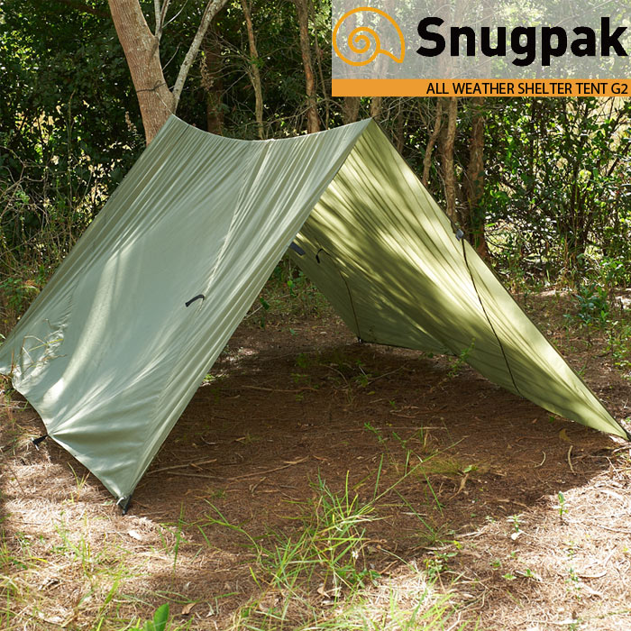 スナグパック テントシート 軍幕 Snugpak ALL WEATHER SHELTER TENT G2 96006 Olive オールウェザーシェルターテントG2 テント タープ ソロキャン ツーリング キャンプ 防風 防水 フェス アウトドア レジャー