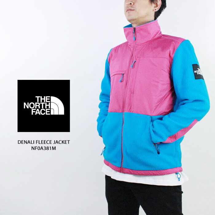 ノースフェイス フリース フルジップジャケット THE NORTH FACE DENALI FLEECE JACKET NF0A381M Acoustic Blue Festival Blue Pink カラーブロック デナリフリースジャケット 秋冬 メンズ 男性