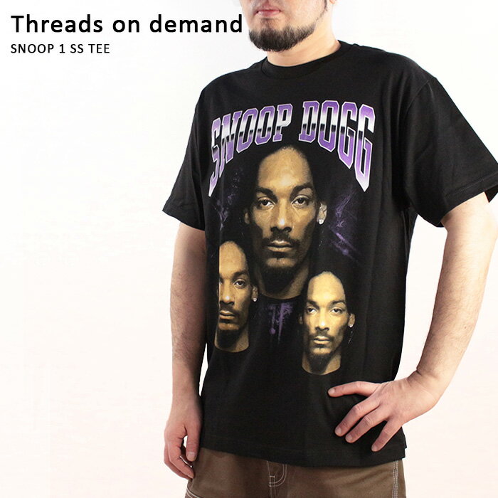 スレッド オン デマンド プリントT Tシャツ THREADS ON DEMAND SNOOP 1 SS TEE Black スヌープ ドッグ ヒップホップ ラップ ギャングスタ ウエストコースト グラフィック プリント 半袖 メンズ 男性