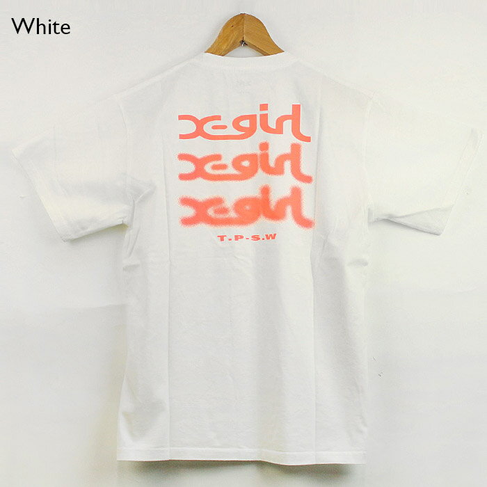 エックスガール グローロゴ Tシャツ X-girl GLOW LOGO S/S TEE 105212011014 White Light Purple Green 半袖T 白 紫 緑 レディース ウーマンズ 女性