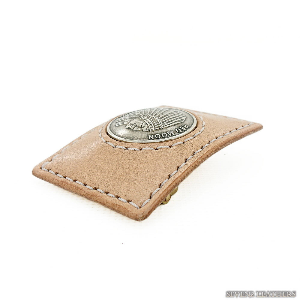 国産レザー専門店 SEVEN2 LEATHERSのREDMOON レッドムーン ベルト バックル 40mm幅 レザー 革巻き 革で包んだ エイジング 38mmコンチョ ハンドステッチ SBB-30LA｜アングル3