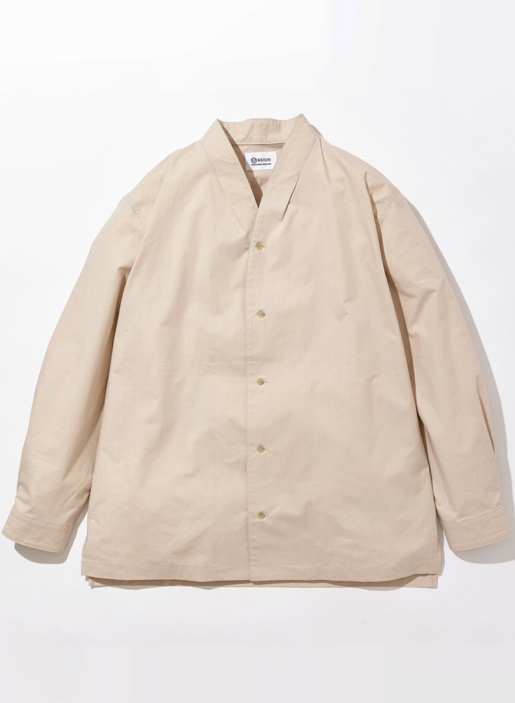 【KUON】 ”着物カラーシャツ” sus4-142sh041700 color:Sand (22) kuon クオン シャツ 着物 カジュアル ノーカラーシャツのサムネイル