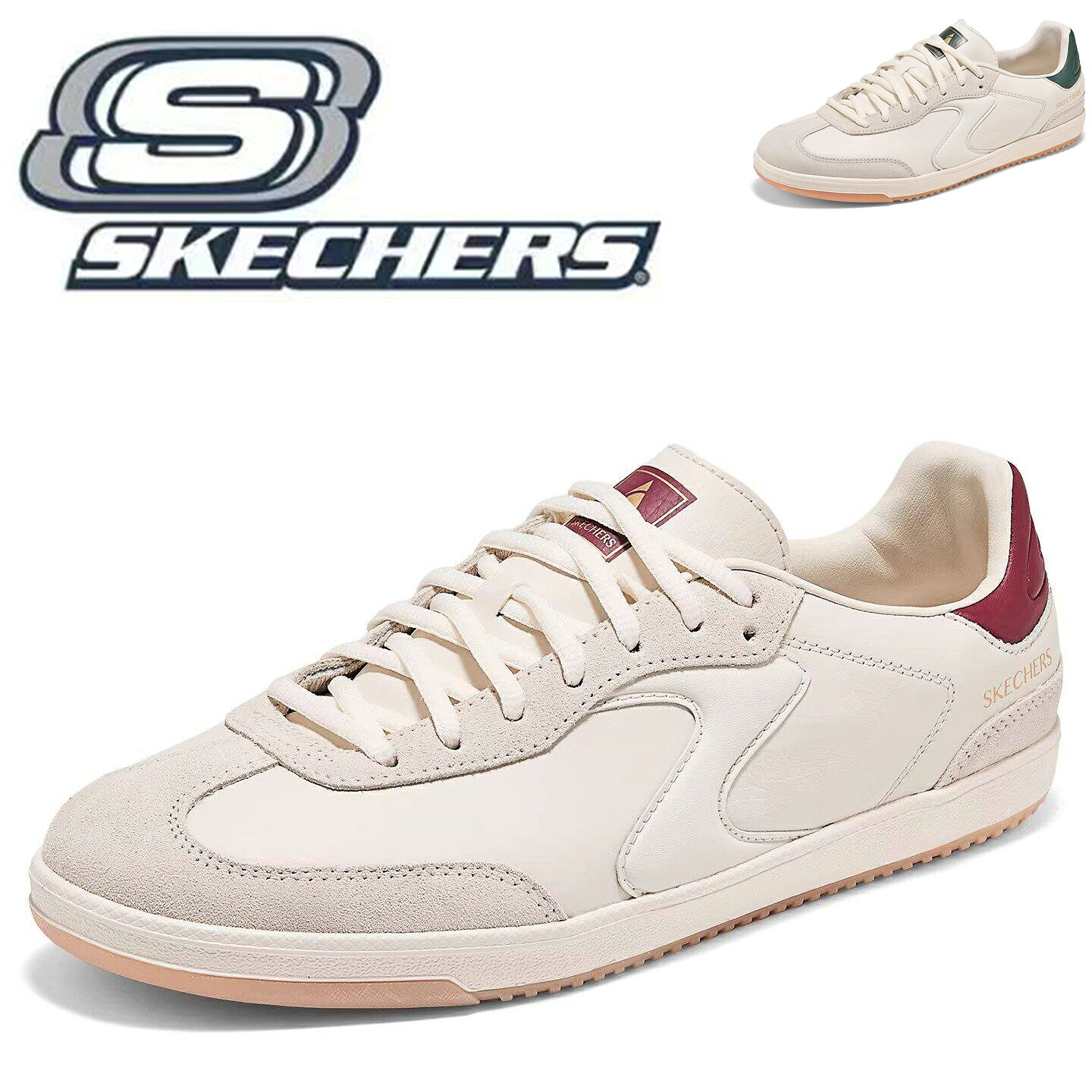 SKECHERS - スケッチャーズ スニーカー メンズ ワイド 軽量 滑りにくい 疲れない 新作 レトロスニーカー クラシックスニーカー コート系 レザーコンビ 歩きやすい きれいめ 50代 春 秋 人気 ブランド ウォーキングシューズ おすすめ おしゃれ 父の日 COURT CLASSICS MENS 254162