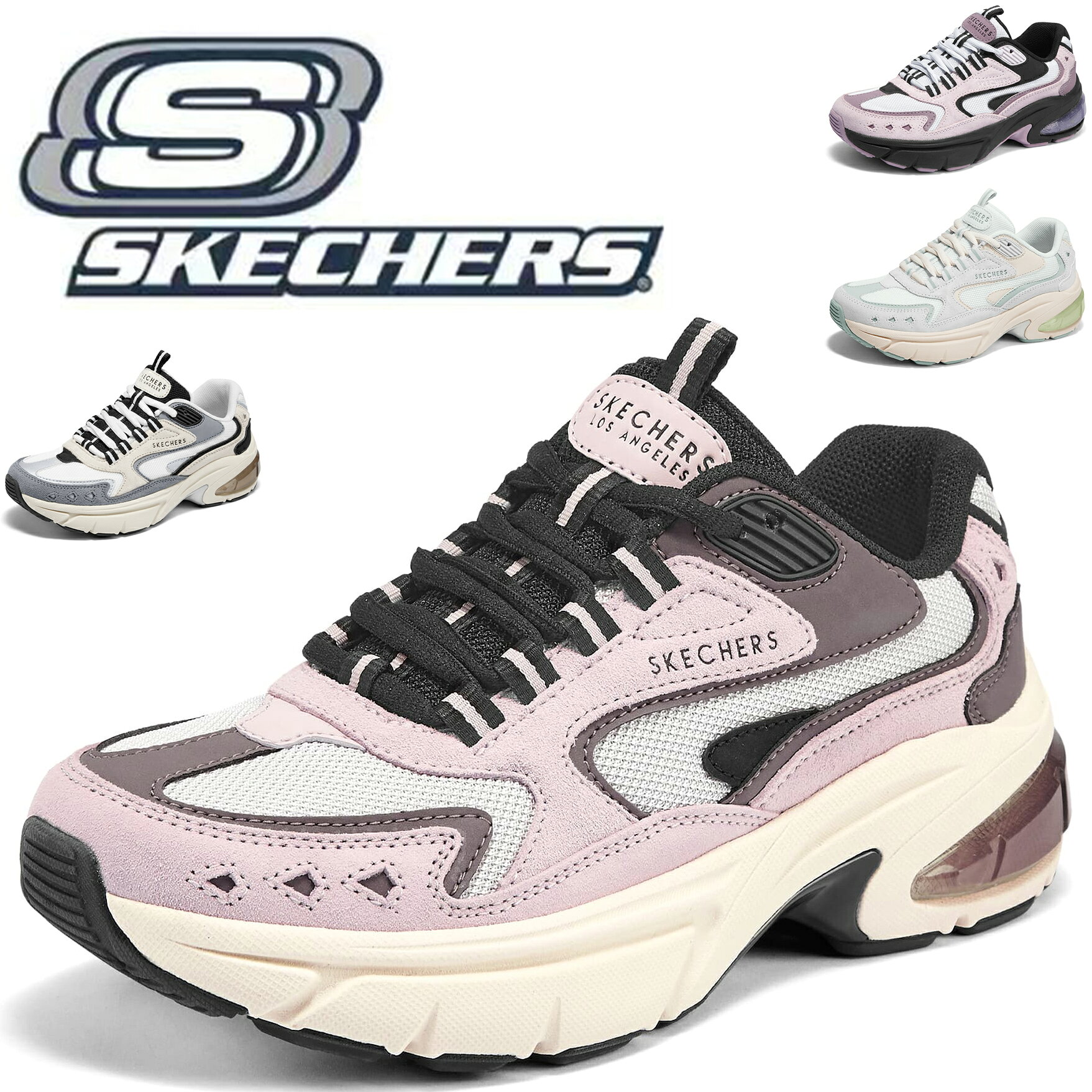樂天商城 - SKECHERS スケッチャーズ 厚底スニーカー レディース 幅広 軽量 歩きやすい 疲れにくい 滑りにくい ウォーキングシューズ 通気性 クッション性 高反発ソール 快適 美脚 ダッドスニーカー 人気 おしゃれ きれいめ ボリュームソール 春 秋 新作 50代 敬老の日 STREET 177361