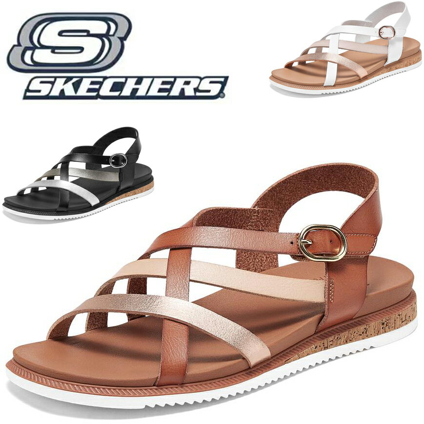 乐天商城 - Skechers スケッチャーズ サンダル レディース 新作 人気 ブランド コンフォートサンダル 軽量 幅広 歩きやすい 疲れない 履きやすい おしゃれ きれいめ クロスストラップ 春 夏 秋 大きいサイズ ウォーキングシューズ コンフォートシューズ 50代 MODERN COMFORT 114709