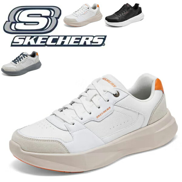 SKECHERS - メンズ スニーカー スケッチャーズ 黒 本革 革靴 軽量 衝撃吸収 メンズスニーカー 通勤 通学 ウォーキング 牛革 通気性 スニーカー おしゃれ 履きやすい 運動靴 滑りにくい 黒靴 新作 ウォーキングシューズ ランニング シューズ 人気 厚底 疲れない靴 SKECHERS 210996