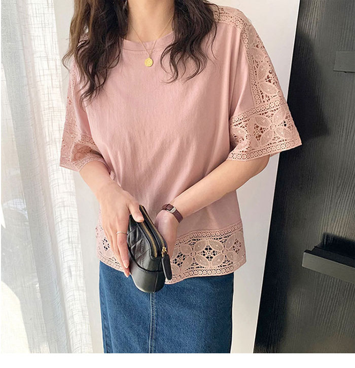 ブラウス Tシャツ レディース ブラウスTシャツ 万能Tシャツ トップス 半袖シャツ ティーシャツ 半袖 クルーネック 半袖ロング丈Tシャツ シンプル カジュアル ロング丈 夏 春夏 大人 学生 通勤 通園 女性用 トレンド上品 着痩せ デザイン感 ブラック ホワイト M/L/XL/2XL sevencolor-10000645 7color サンプル画像3