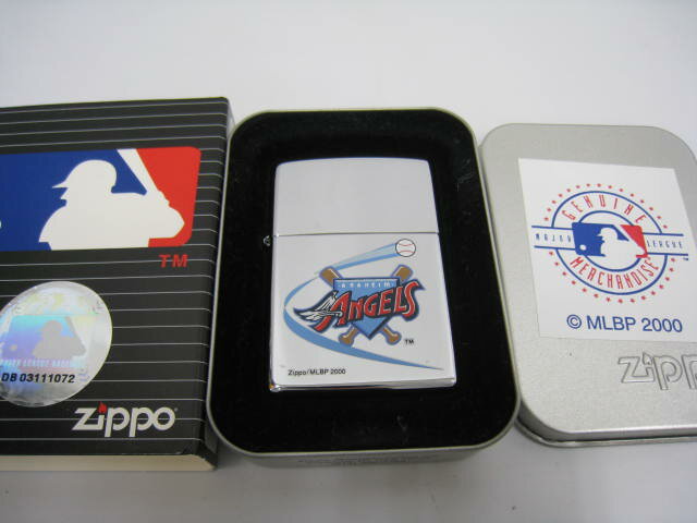 【新品】2000年製 平成12年 Zippo ジッポー MLB ANAHEIM ANGELS アナハイム エンジェルス オイルライター シルバー 鏡面 メジャーリーグ ベースボール 野球