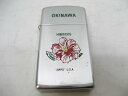 【中古】1982年製 昭和57年 ZIPPO ジッポー OKINAWA 沖縄 HIBISCUS ハイビスカス スリム オイルライター シルバー